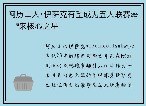 阿历山大·伊萨克有望成为五大联赛未来核心之星